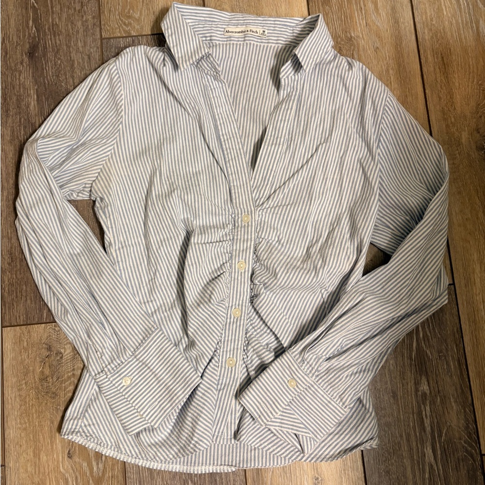 Abercrombie & Fitch Blue and White Cinched Striped Shirt (Offers welcome!)